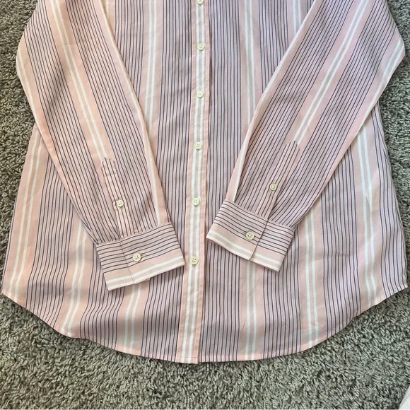 {Banana Republic} Pink and Blue Striped Button Down Shirt - Picture 2 of 7